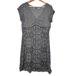 Athleta Womens Size Large Grey Dhara Paisley Double Layer Burnout Dress Casual